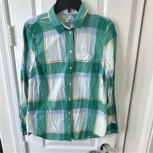 J. Crew Green and Blue Plaid Shirt
